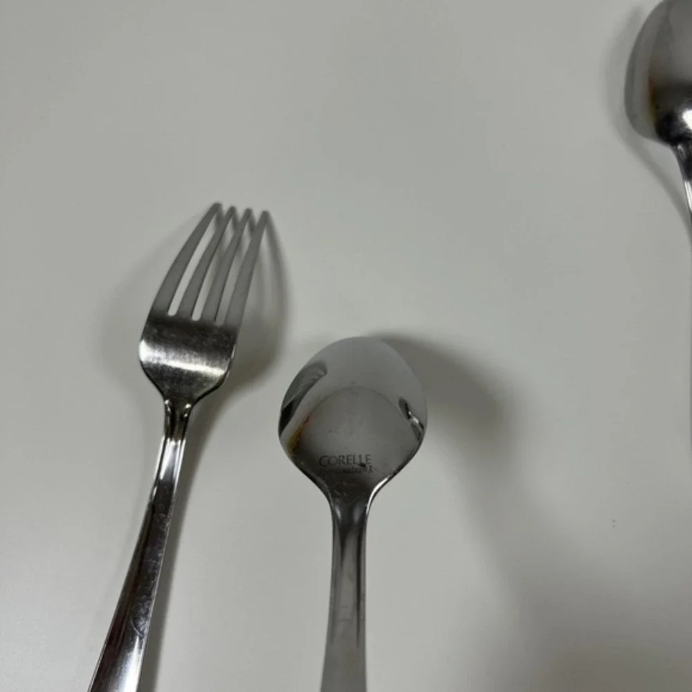 CORELLE COORDINATES  Lot of 6 Pieces HAMMERED 18/0 Stainless Flatware‎ MCM